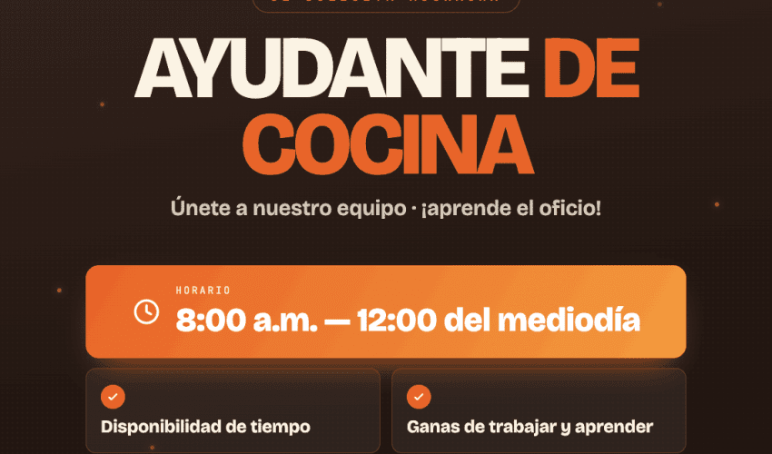 Solicita Ayudante de Cocina – Asaderos Lupita